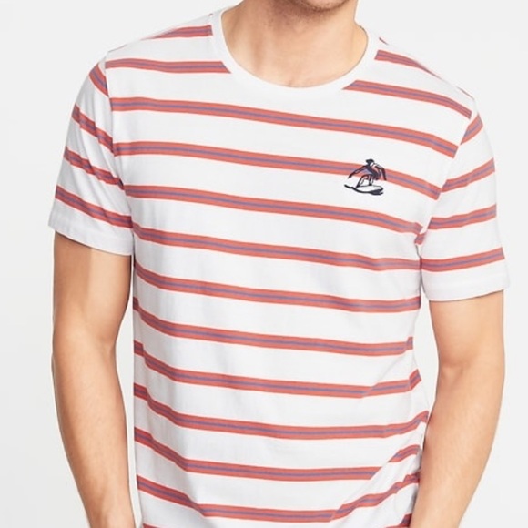 Old Navy striped surf embroidered crew neck tee xl